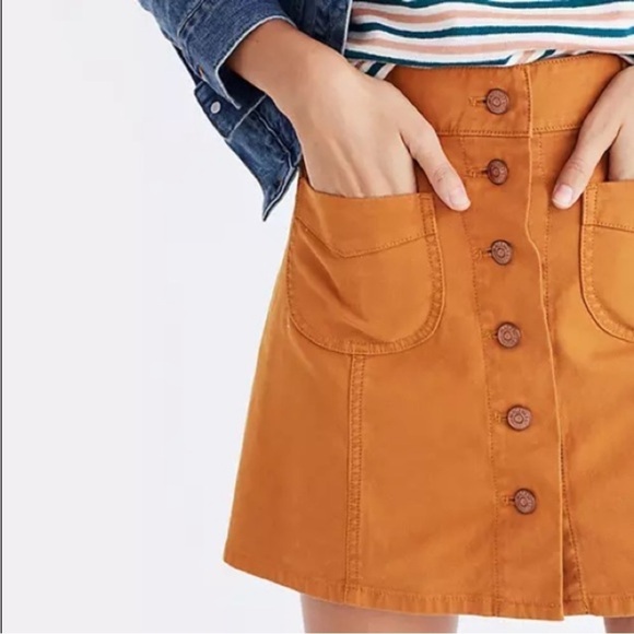 Madewell Garment Dyed Patch Pocket Button Front Skirt Size 0 - Picture 3 of 8